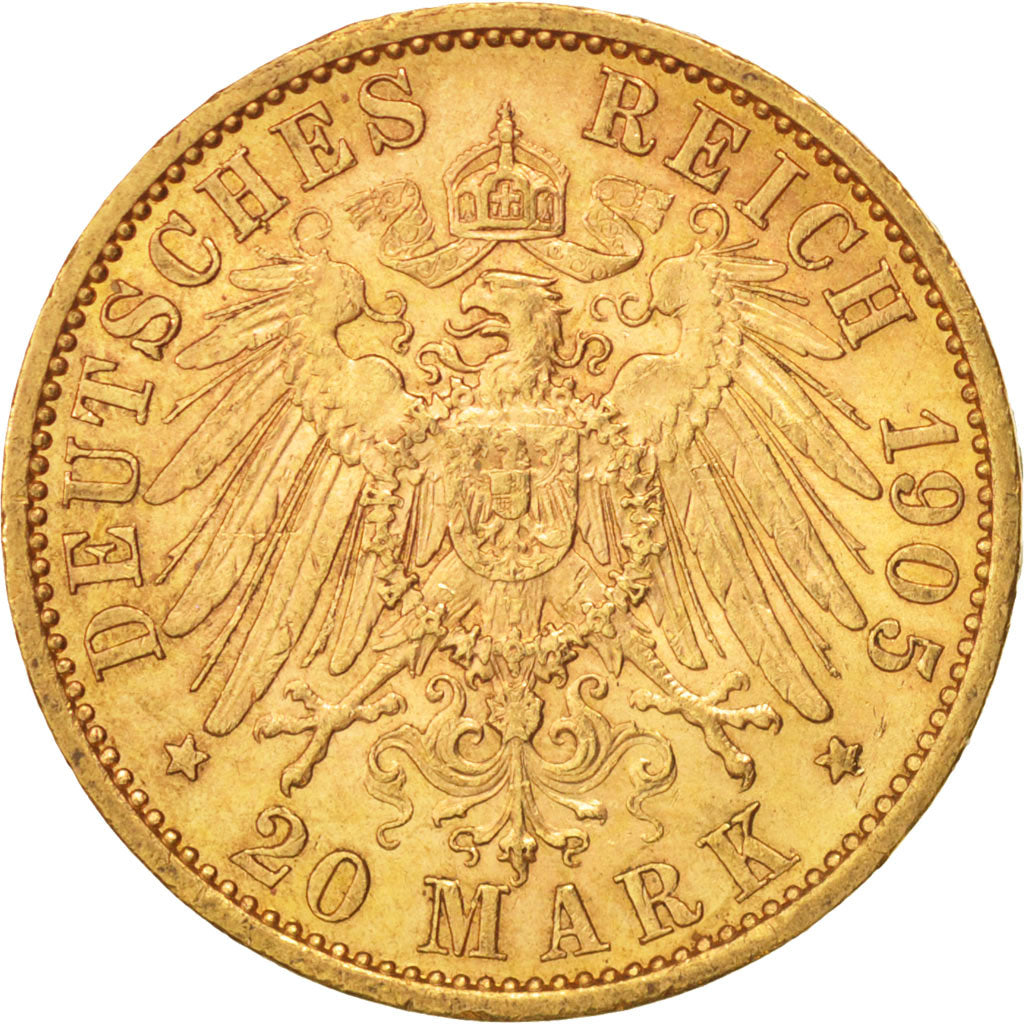 Estados alemanes, PRUSSIA, Wilhelm II, 20 Mark, 1905, Berlin, EBC, Oro, KM:521