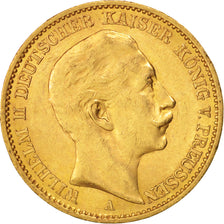 Coin, German States, PRUSSIA, Wilhelm II, 20 Mark, 1912, Berlin, AU(50-53)