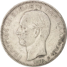 Greece, George I, 5 Drachmai, 1876, Paris, VF(20-25), Silver, KM:46