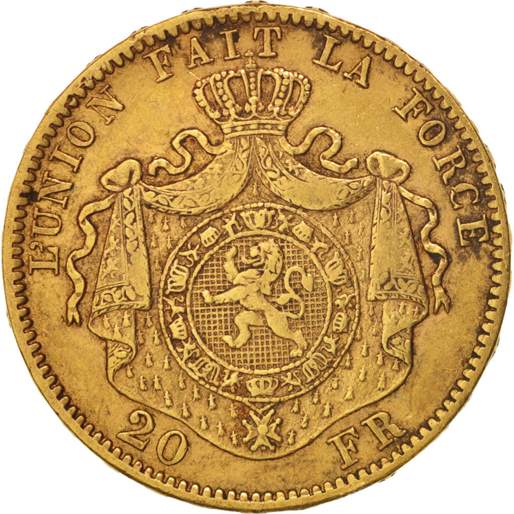 Moneta, Belgio, Leopold II, 20 Francs, 20 Frank, 1875, BB, Oro, KM:37