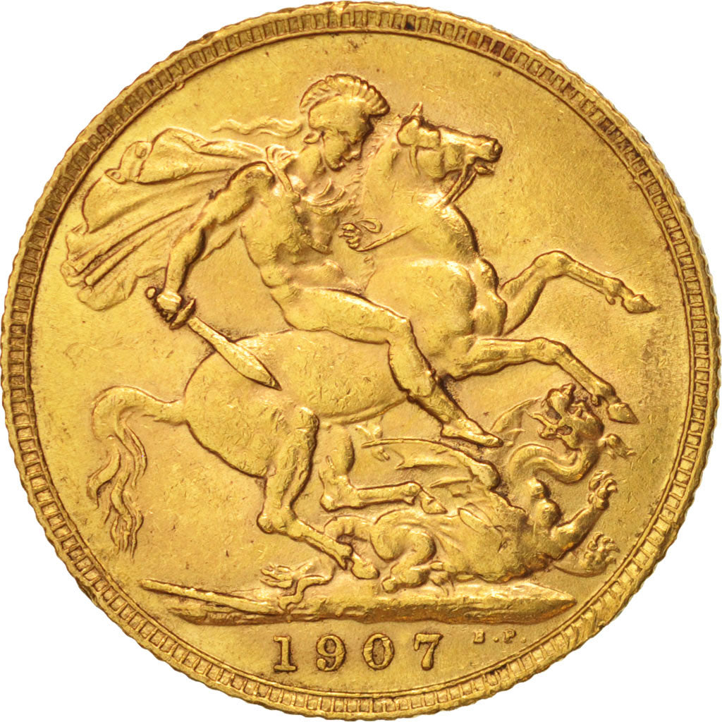 Coin, Great Britain, Edward VII, Sovereign, 1907, EF(40-45), Gold, KM:805