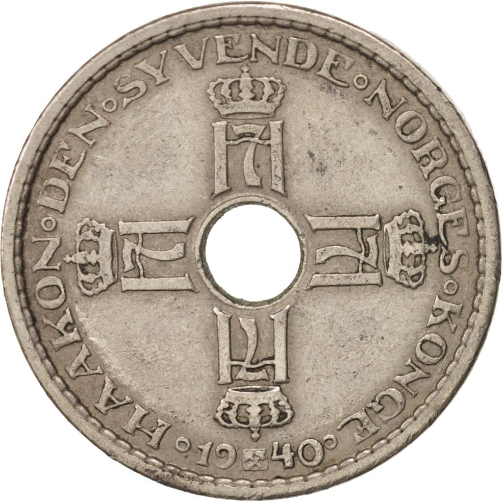Norway, Haakon VII, Krone, 1940, EF(40-45), Copper-nickel, KM:385