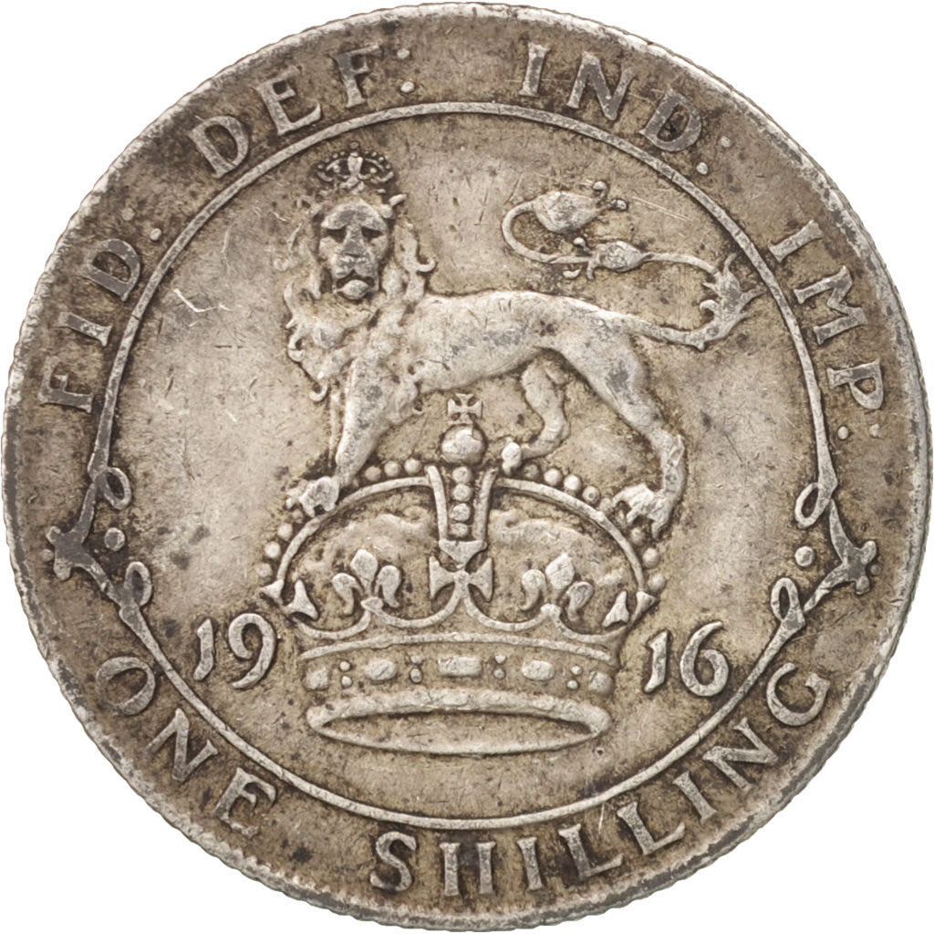Great Britain, George V, Shilling, 1916, VF(30-35), Silver, KM:816