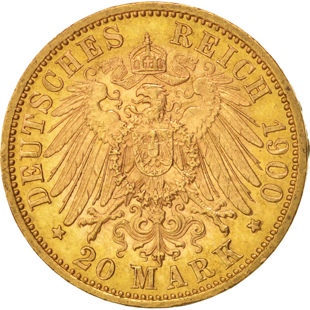 Estados alemanes, WURTTEMBERG, Wilhelm II, 20 Mark, 1900, Freudenstadt, EBC+