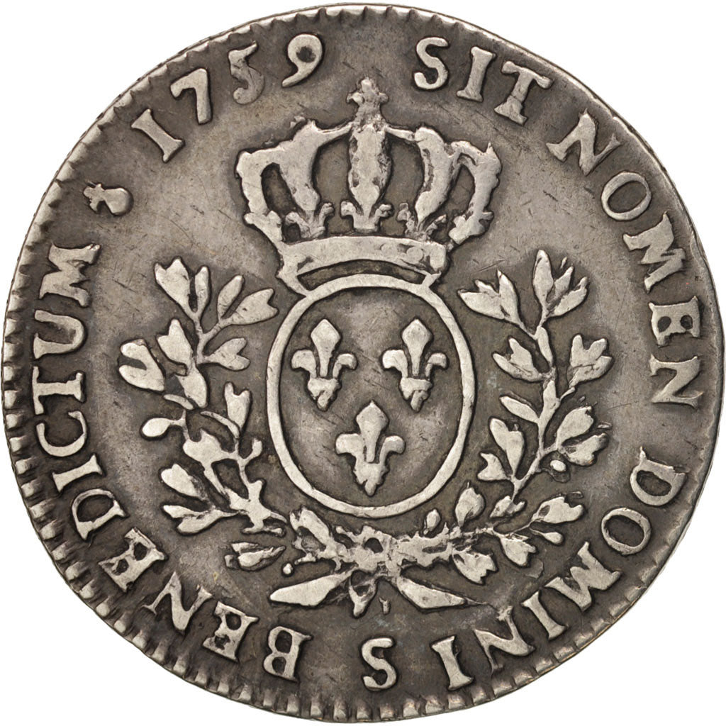 Coin, France, Louis XV, 1/5 Écu au bandeau, 24 Sols, 1/5 ECU, 1759, Reims