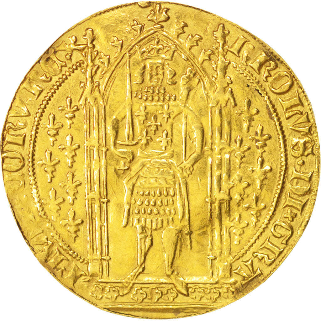 France, Charles V, Franc à pied, AU(50-53), Gold, Variety, Duplessy:360A