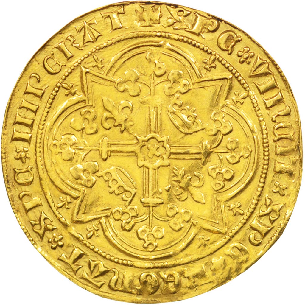 France, Charles V, Franc à pied, AU(50-53), Gold, Variety, Duplessy:360A