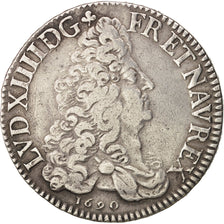France, Louis XIV, Écu aux 8 L, 1690, Reims, TTB, Argent, KM:275.14