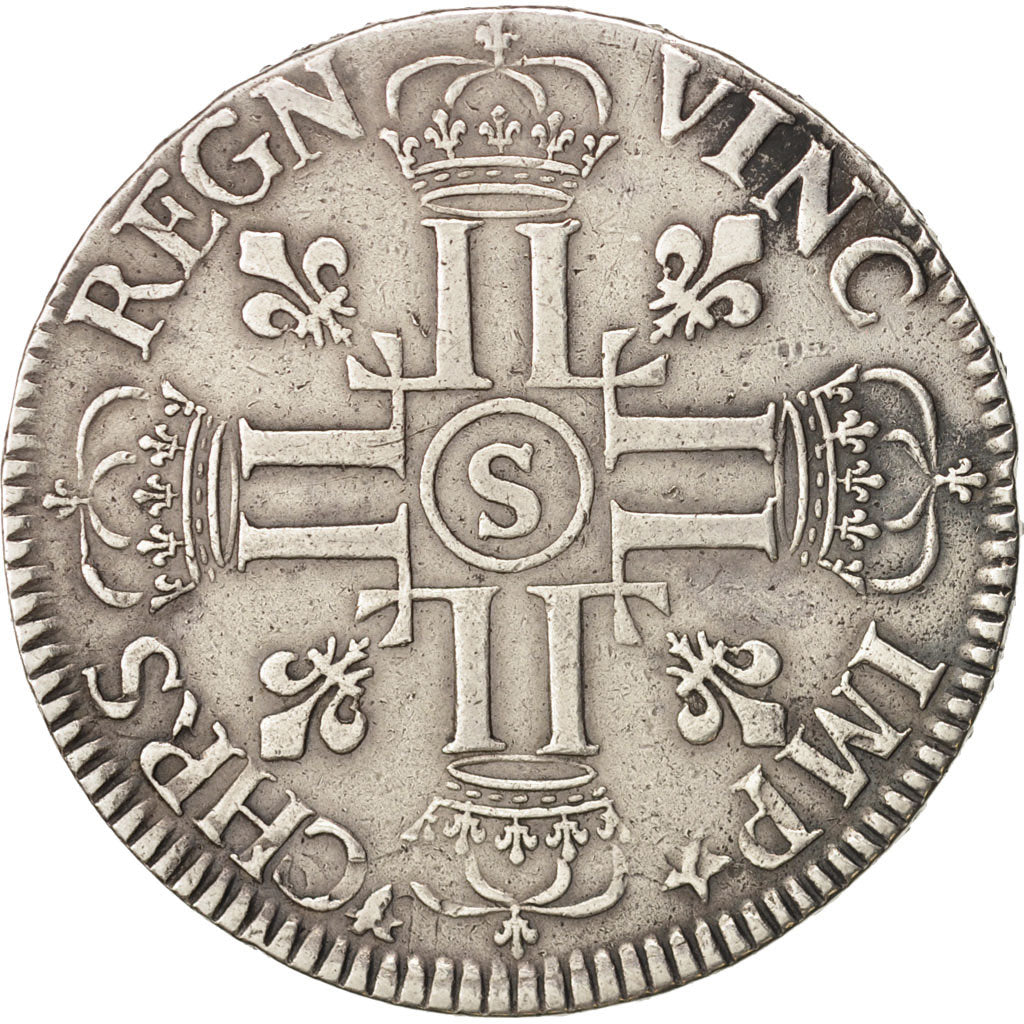France, Louis XIV, Écu aux 8 L, 1690, Reims, TTB, Argent, KM:275.14
