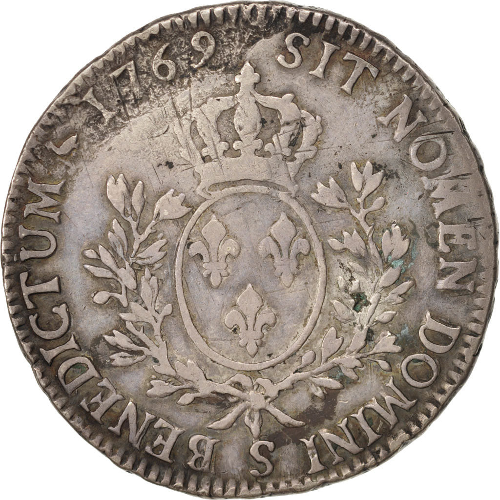 France, Louis XV, Écu au bandeau, 1769, Reims, VF(20-25), Silver, Gadoury:322
