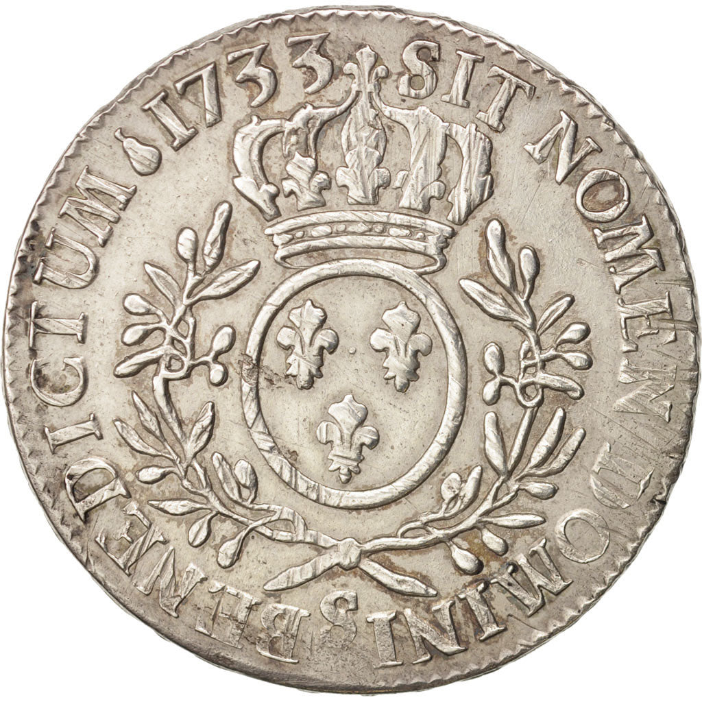 Frankreich, Louis XV, Écu aux branches d'olivier, 1733, Reims, SS, Silber