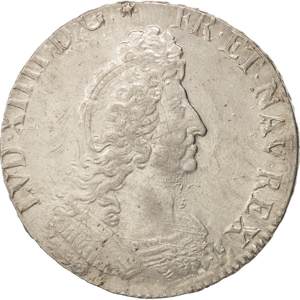 Munten, Frankrijk, Louis XIV, Écu aux 8 L, Ecu, 1704, Reims, ZF+, Zilver