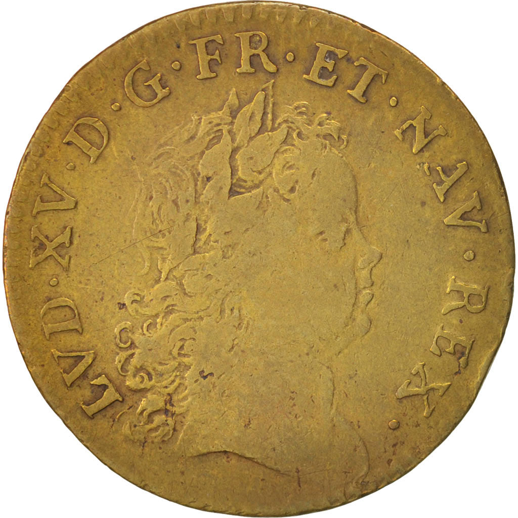 France, Token, Royal, Louis XV, Coronation at Reims, 1723, VF(20-25), Brass