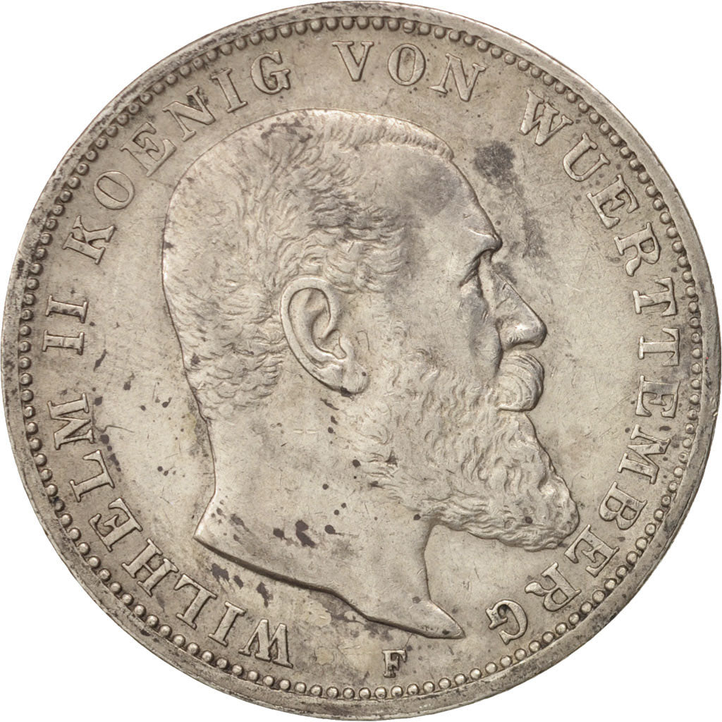 German States, WURTTEMBERG, Wilhelm II, 3 Mark, 1914, Freudenstadt, EF(40-45)