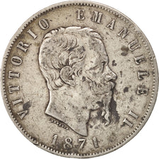 Italie, Vittorio Emanuele II, 5 Lire, 1871, Milan, TTB, Argent, KM:8.3