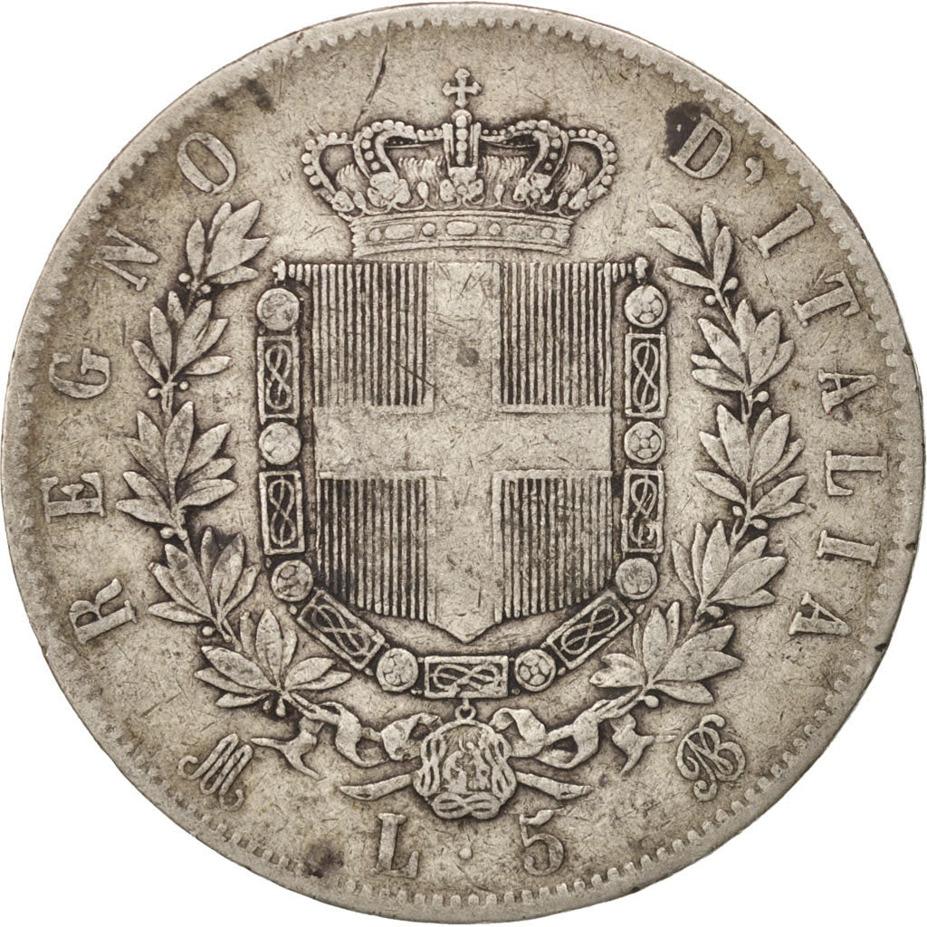 Italie, Vittorio Emanuele II, 5 Lire, 1871, Milan, TTB, Argent, KM:8.3