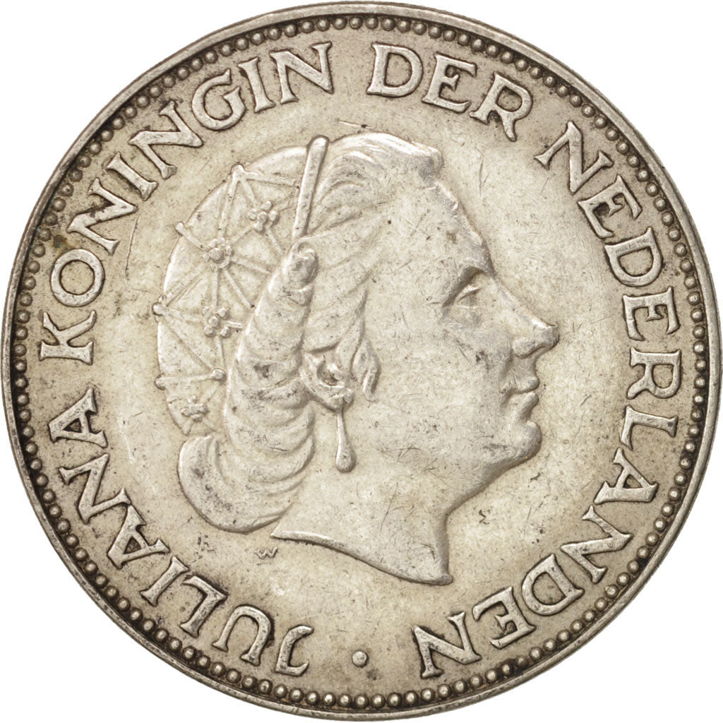 Coin, Netherlands, Juliana, 2-1/2 Gulden, 1959, AU(50-53), Silver, KM:185
