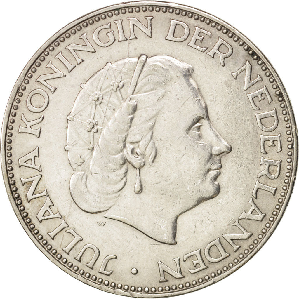Coin, Netherlands, Juliana, 2-1/2 Gulden, 1960, AU(50-53), Silver, KM:185