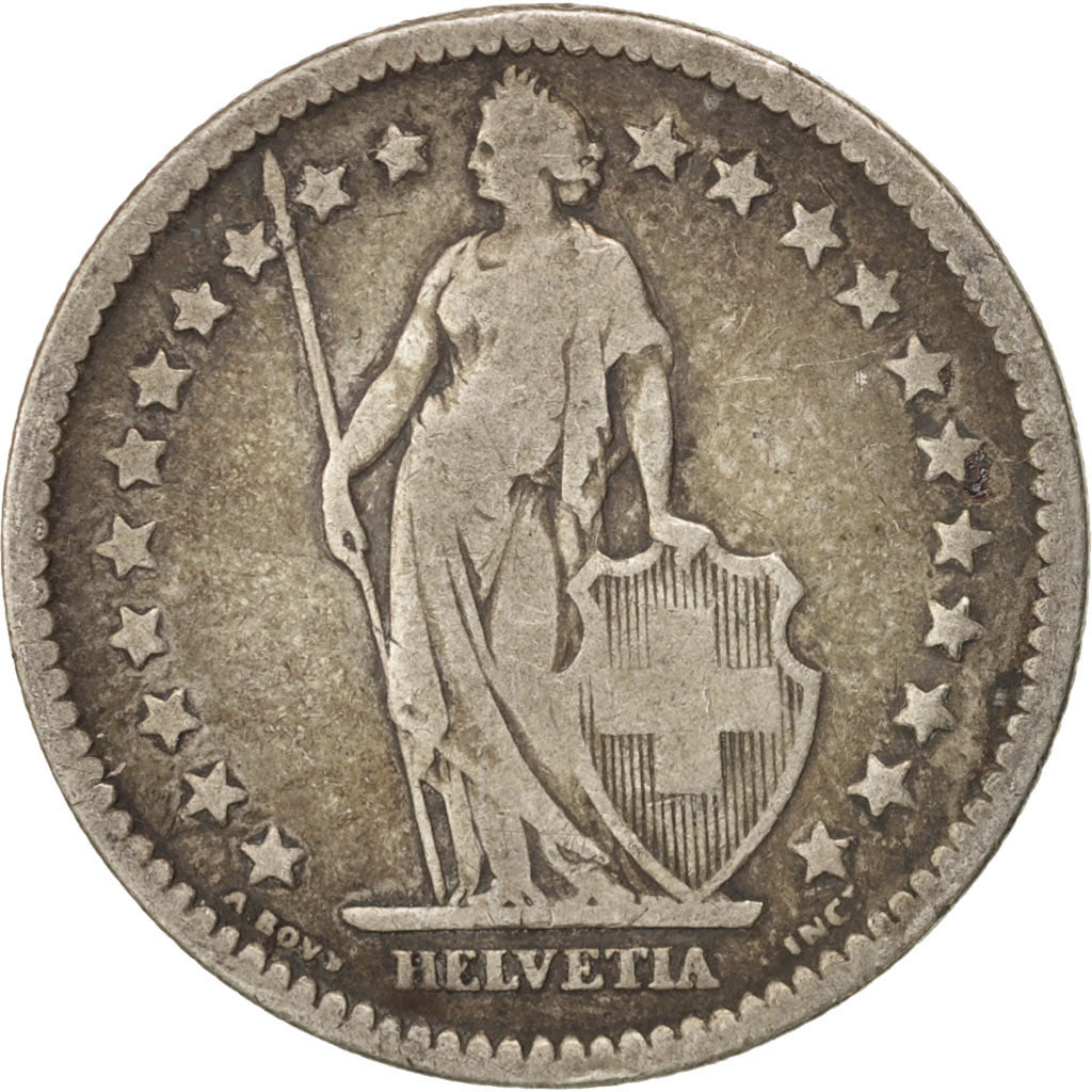 Switzerland, 2 Francs, 1879, Bern, VF(20-25), Silver, KM:21