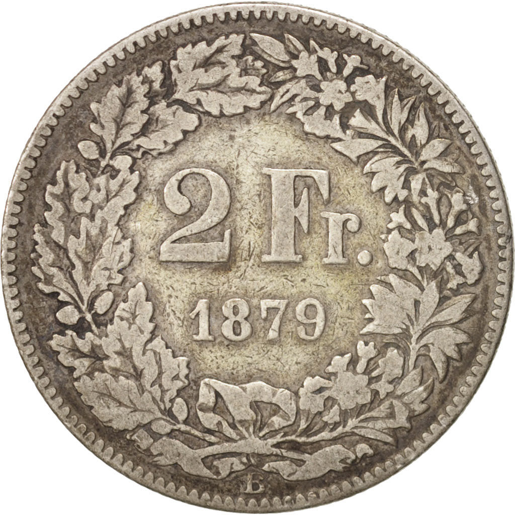Switzerland, 2 Francs, 1879, Bern, VF(20-25), Silver, KM:21