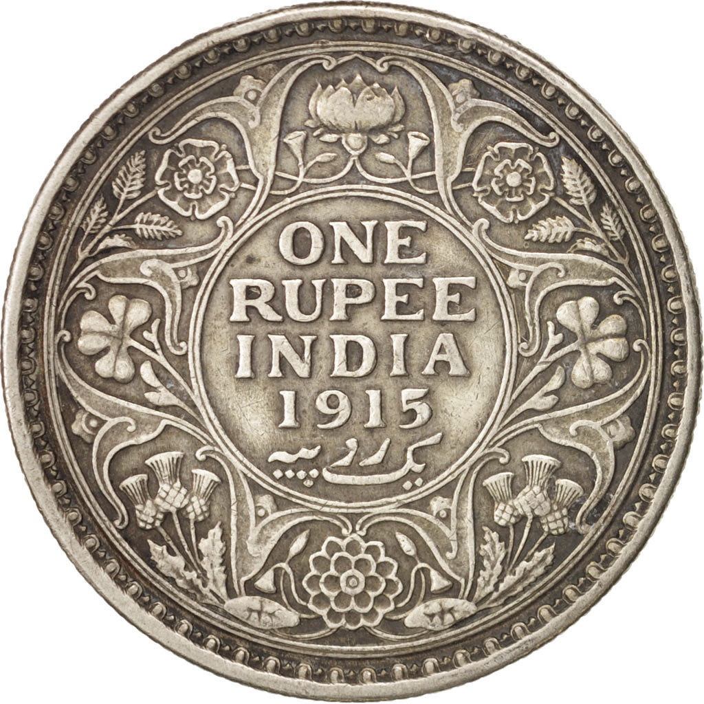 INDIA-BRITISH, George V, Rupee, 1915, Calcutta, EF(40-45), Silver, KM:524