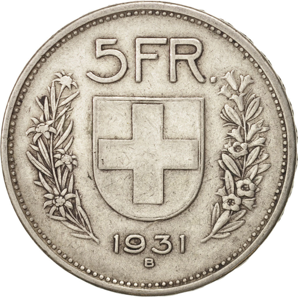 Schweiz, 5 Francs, 1931, Bern, SS, Silber, KM:40