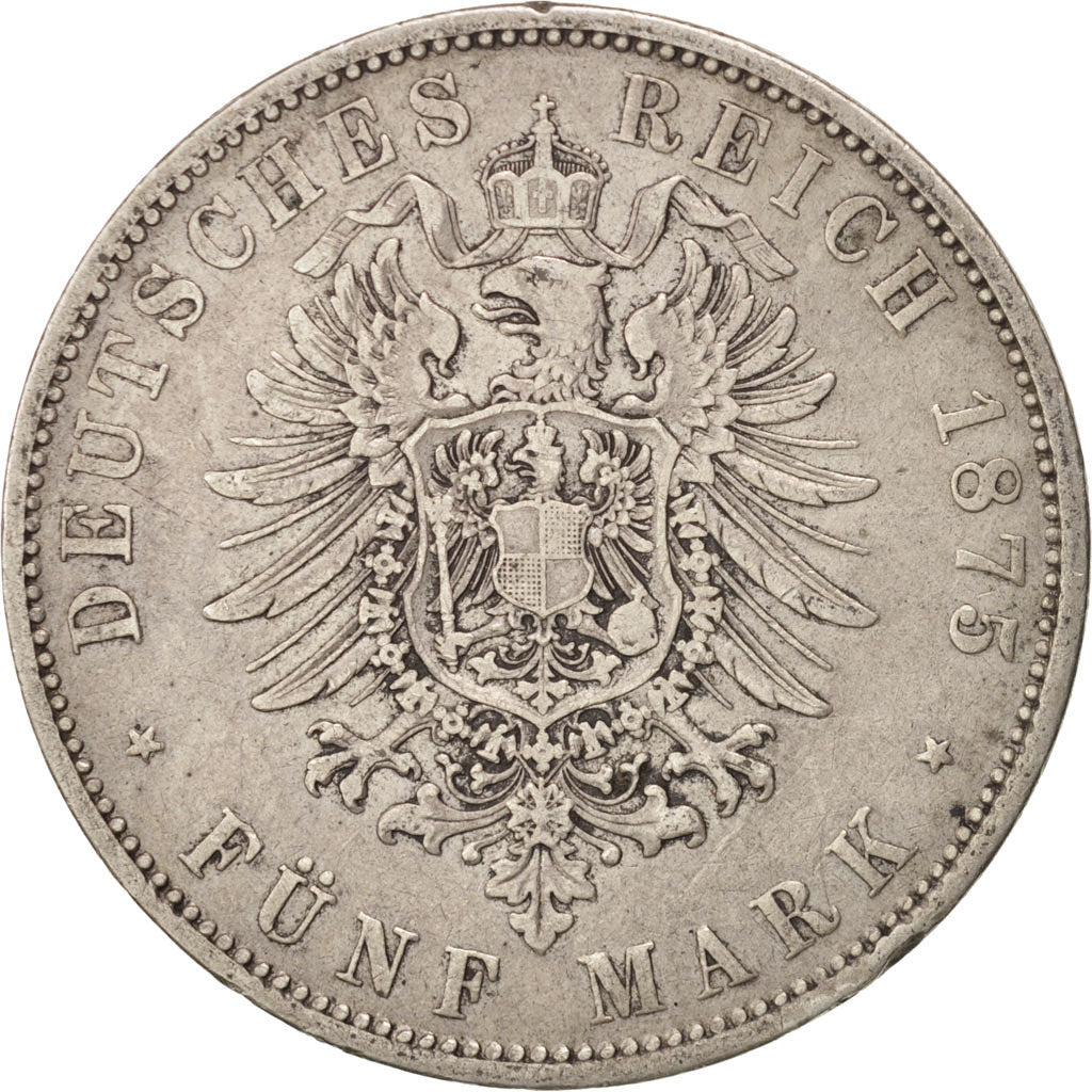 German States, PRUSSIA, Wilhelm I, 5 Mark, 1875, VF(30-35), Silver, KM:503