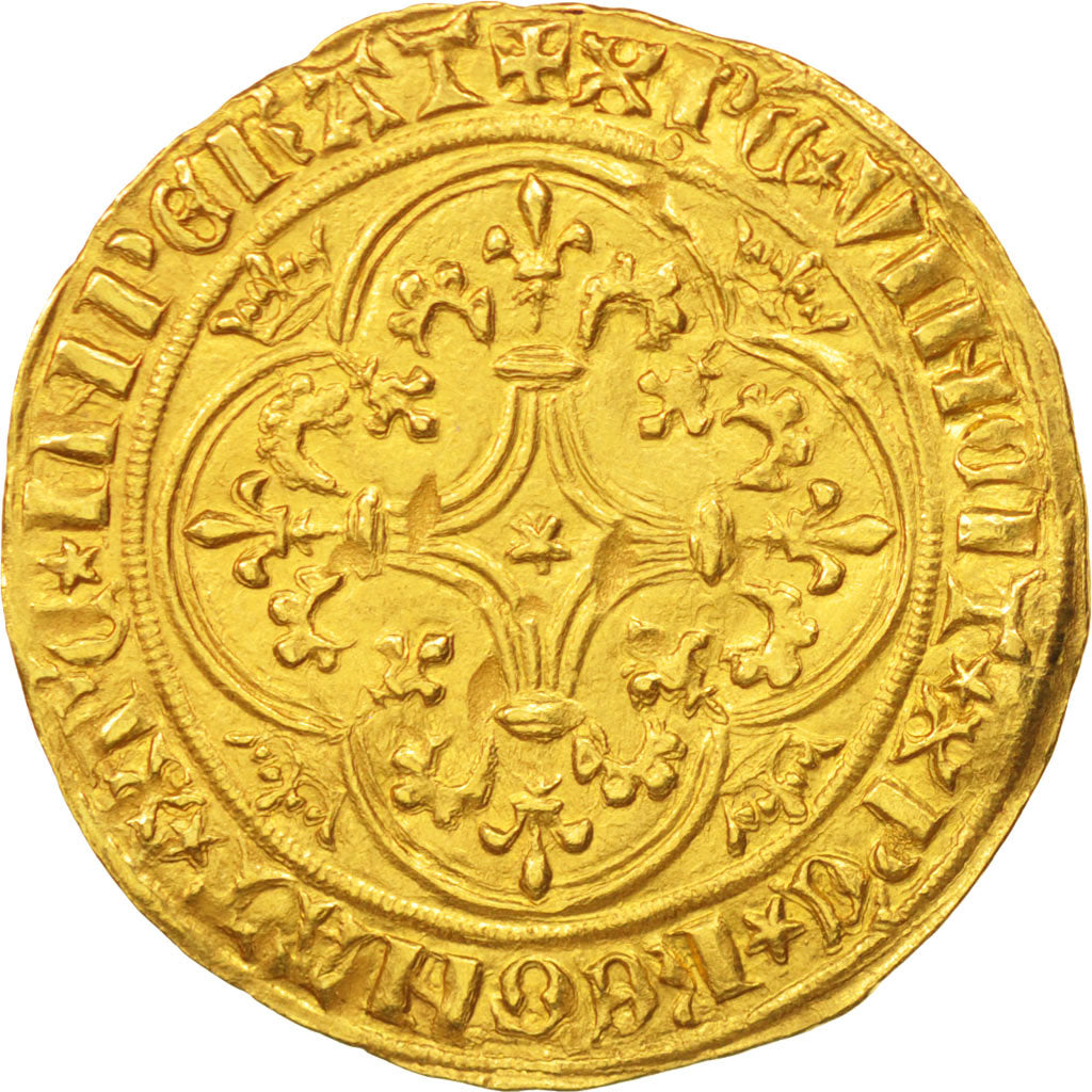France, Charles VI, Ecu d'or, Romans, VF(30-35), Gold, Duplessy:369B