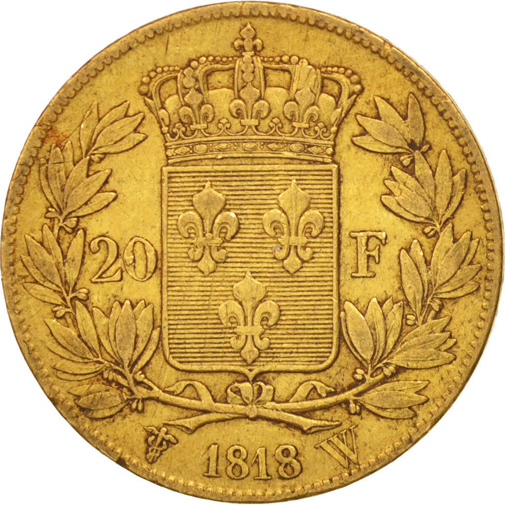France, Louis XVIII, 20 Francs, 1818, Lille, EF(40-45), Gold, KM:712.9