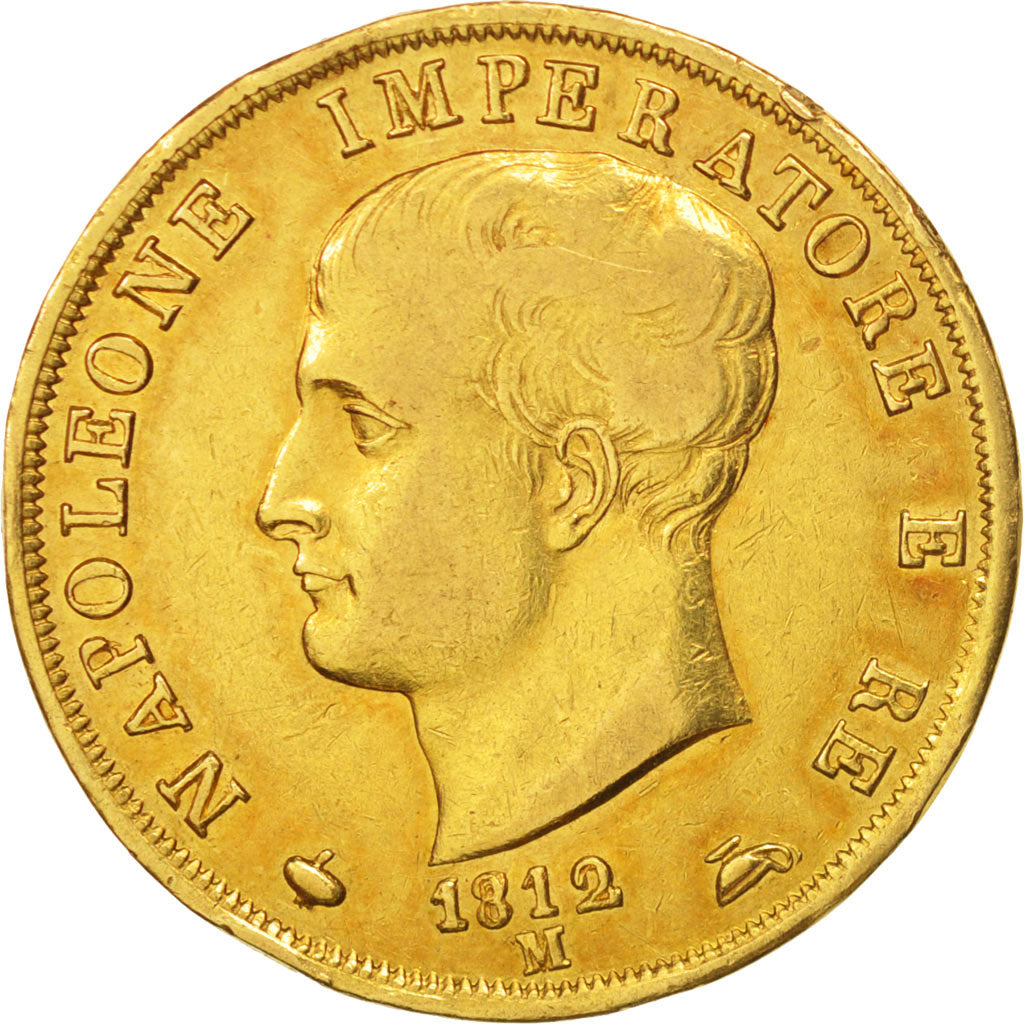 ITALIAN STATES, KINGDOM OF NAPOLEON, 40 Lire, 1812, Milan, EF(40-45), Gold