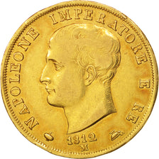 ITALIAN STATES, KINGDOM OF NAPOLEON, 40 Lire, 1812, Milan, EF(40-45), Gold