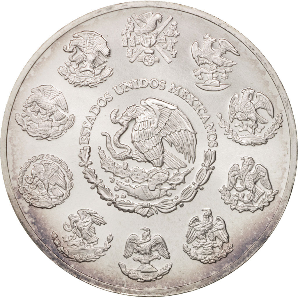 Coin, Mexico, 2 Onzas, 2 Troy Ounces of Silver, 2002, Mexico City, MS(65-70)