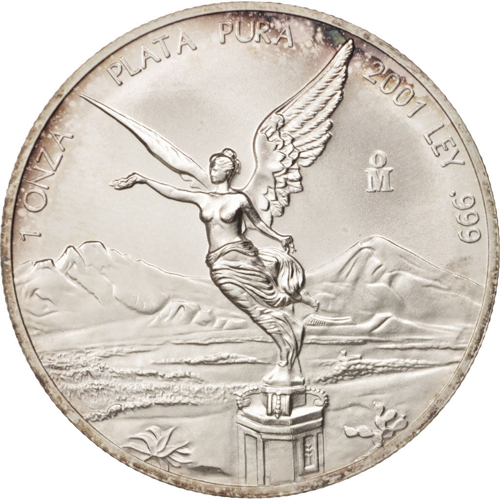 Coin, Mexico, Onza, Troy Ounce of Silver, 2001, Mexico City, MS(64), Silver
