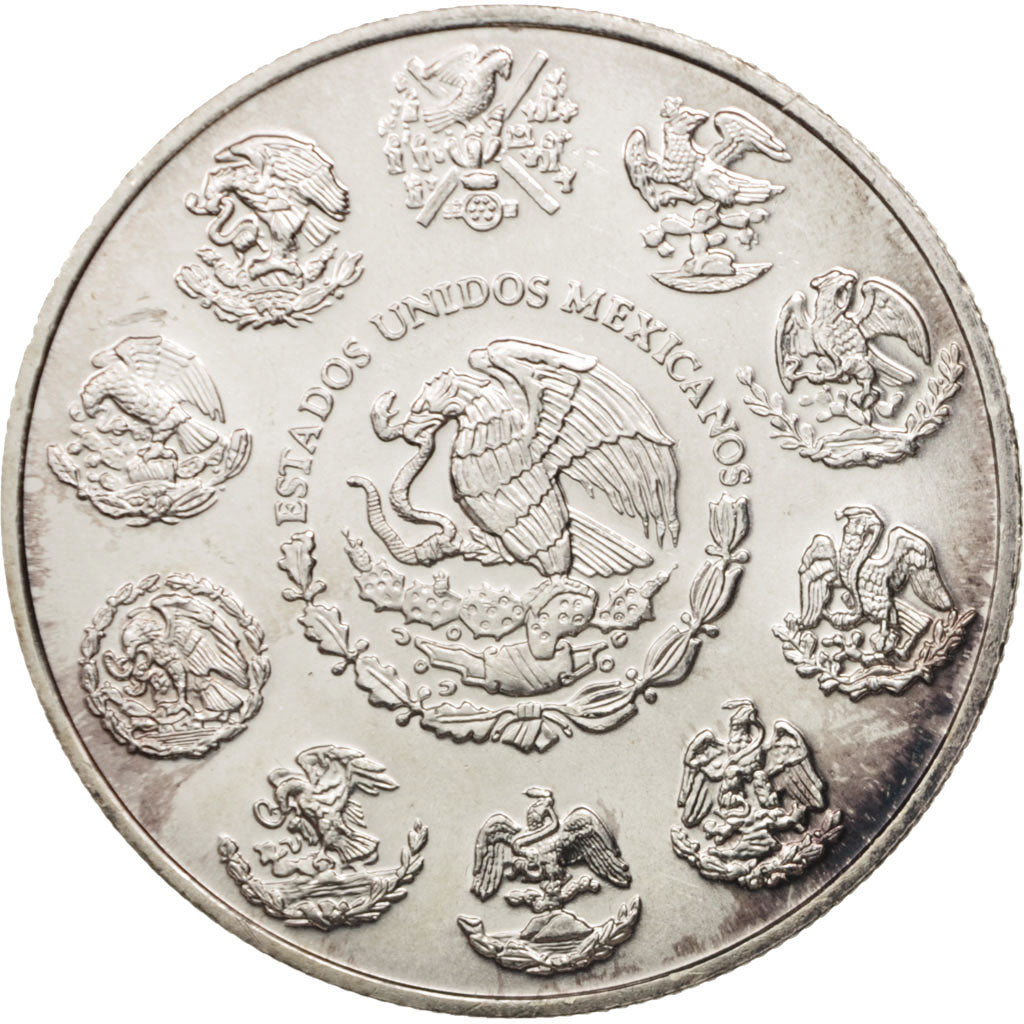 Coin, Mexico, Onza, Troy Ounce of Silver, 2002, Mexico City, MS(63), Silver