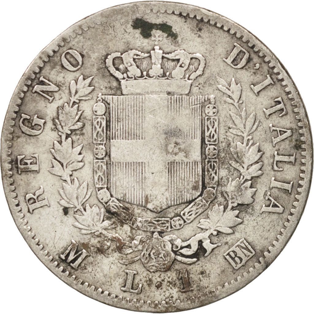 Italy, Vittorio Emanuele II, Lira, 1863, Milan, VF(20-25), Silver, KM:5a.1