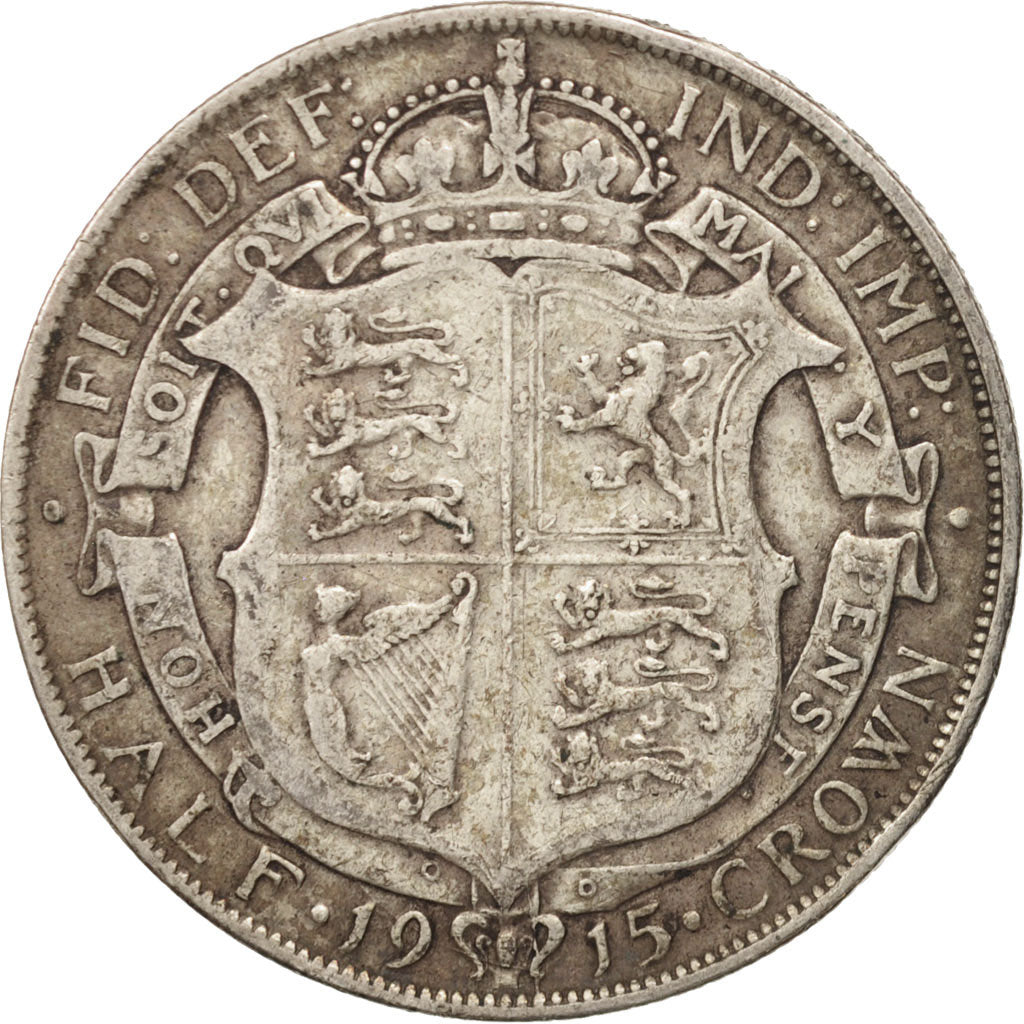 Great Britain, George V, 1/2 Crown, 1915, VF(30-35), Silver, KM:818.1