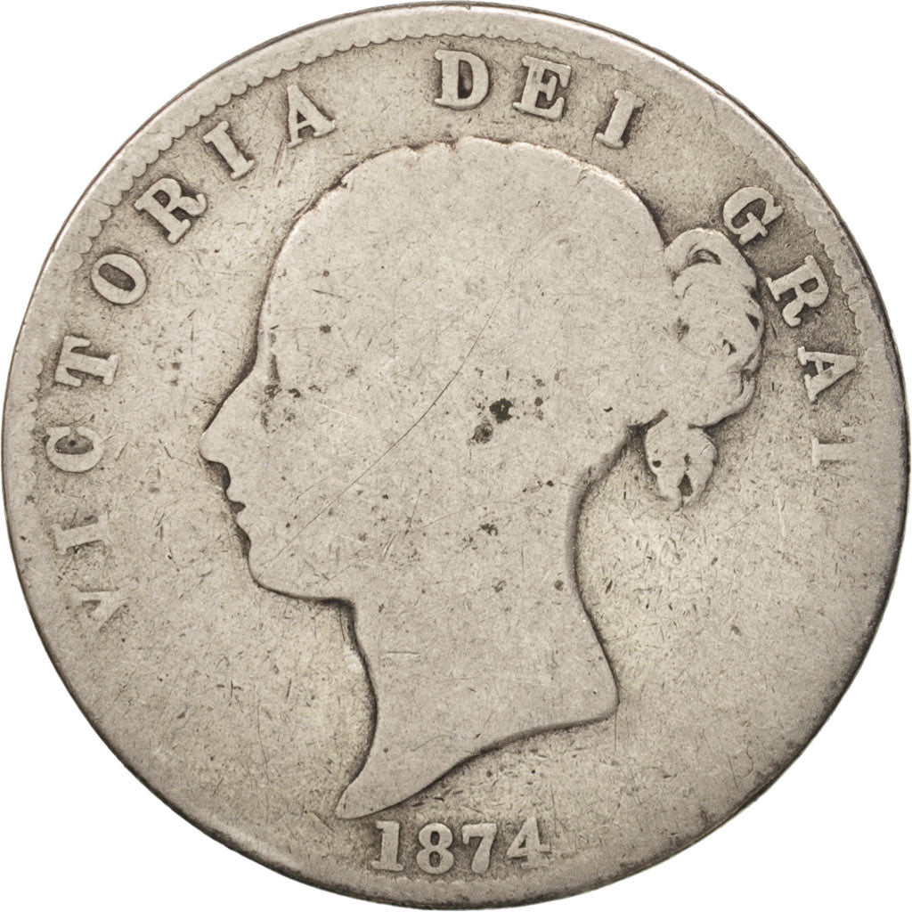 Coin, Great Britain, Victoria, 1/2 Crown, 1874, VG(8-10), Silver, KM:756