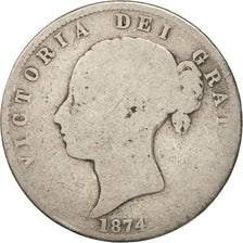 Coin, Great Britain, Victoria, 1/2 Crown, 1874, VG(8-10), Silver, KM:756