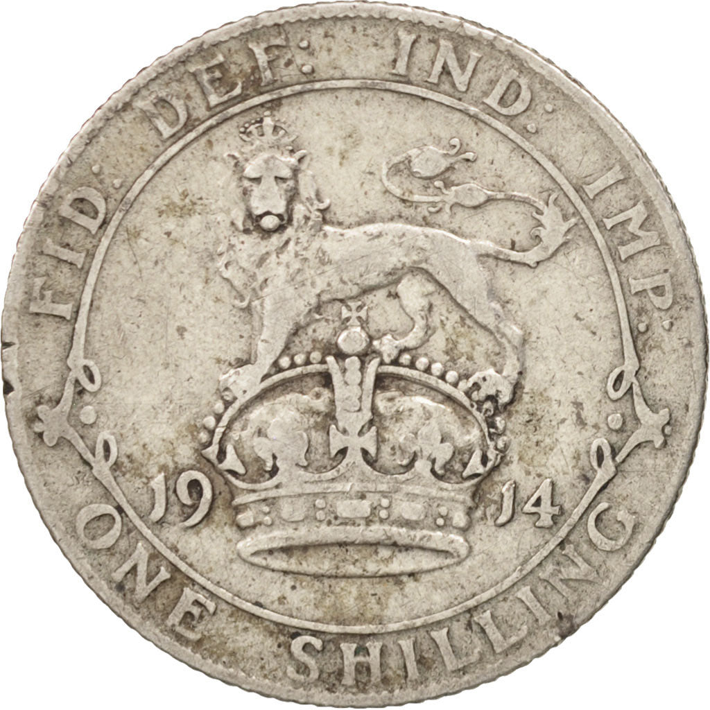 Great Britain, George V, Shilling, 1914, VF(20-25), Silver, KM:816