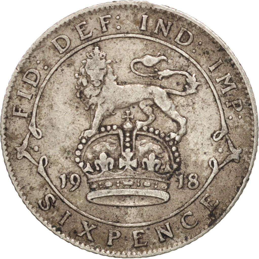 Great Britain, George V, 6 Pence, 1918, VF(20-25), Silver, KM:815
