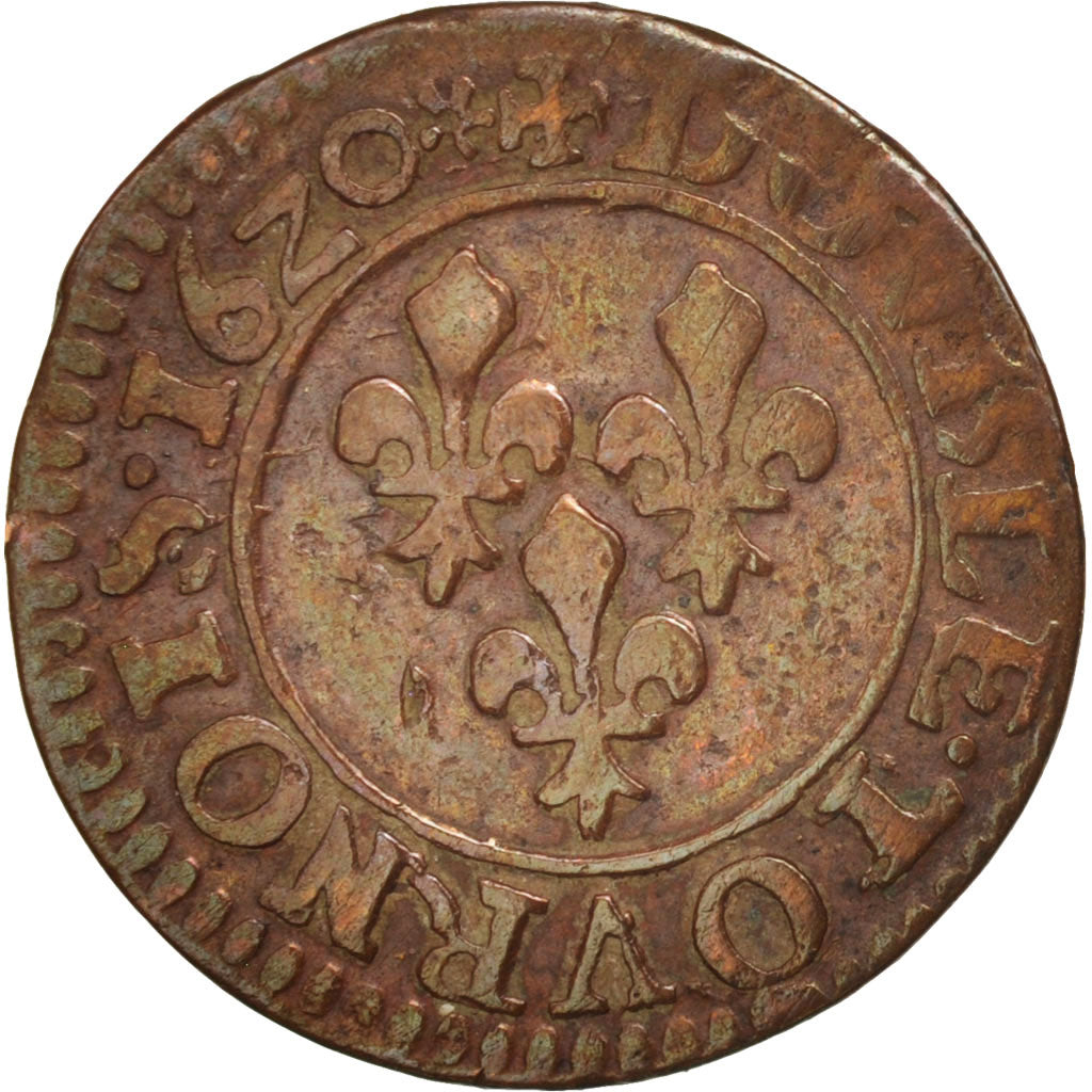 Munten, Frankrijk, Louis XIII, Double tournois, buste enfantin, Double Tournois