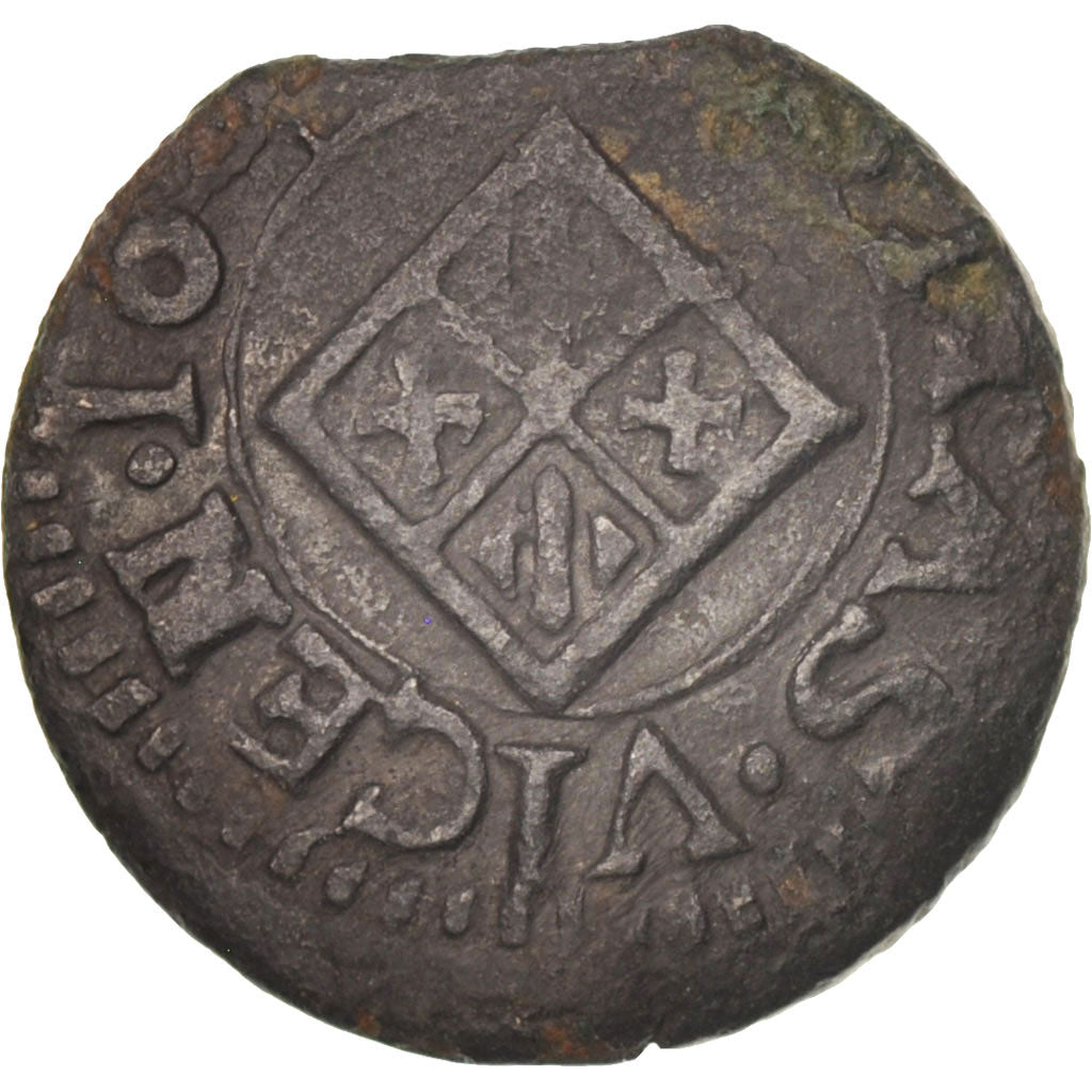 Catalogne, Louis XIV, Denier, 164[], Vich, TTB, Cuivre