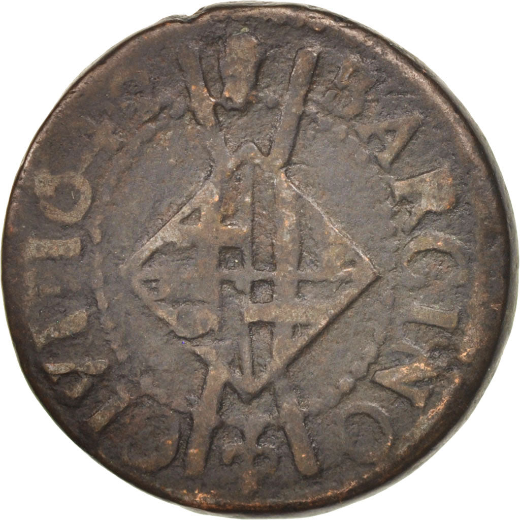 Espagne, CATALONIA, Louis XIII, Sizain, 1642, Barcelona, TB, Cuivre, KM:27