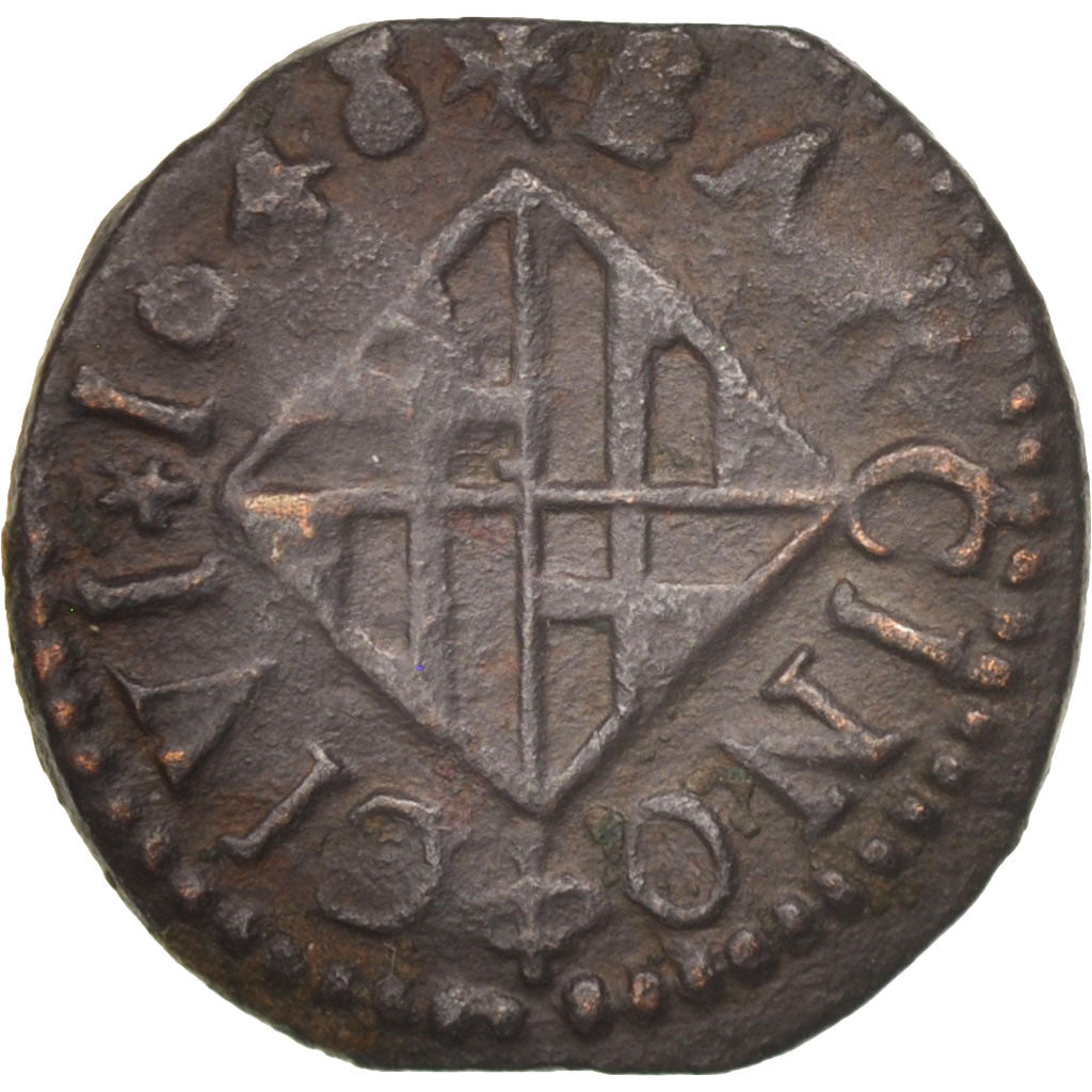 Moneda, España, CATALONIA, Louis XIV, Ardite, 1648, Barcelona, BC+, Cobre