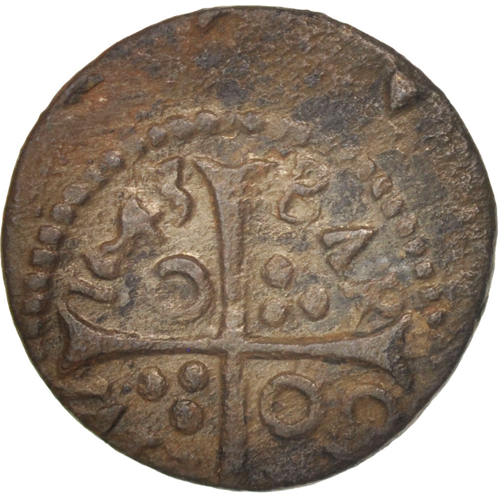 Spain, CATALONIA, Louis XIV, Dinero, 1643, Barcelona, VF(30-35), Copper, KM:7