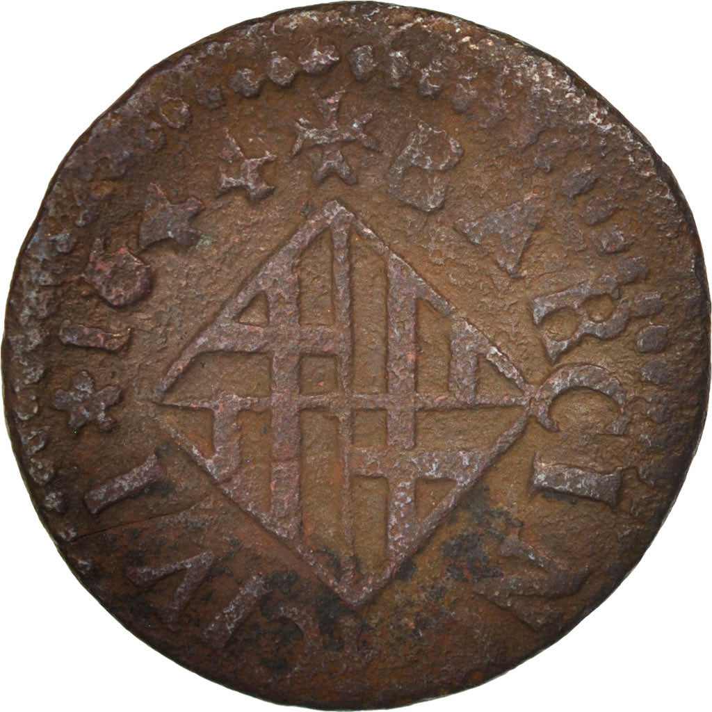 Moneda, España, CATALONIA, Louis XIV, Ardite, 1644, Barcelona, BC+, Cobre