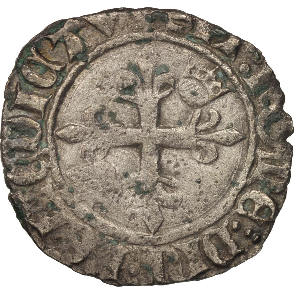Coin, France, Charles VI, Florette, Troyes, EF(40-45), Billon, Duplessy:405D