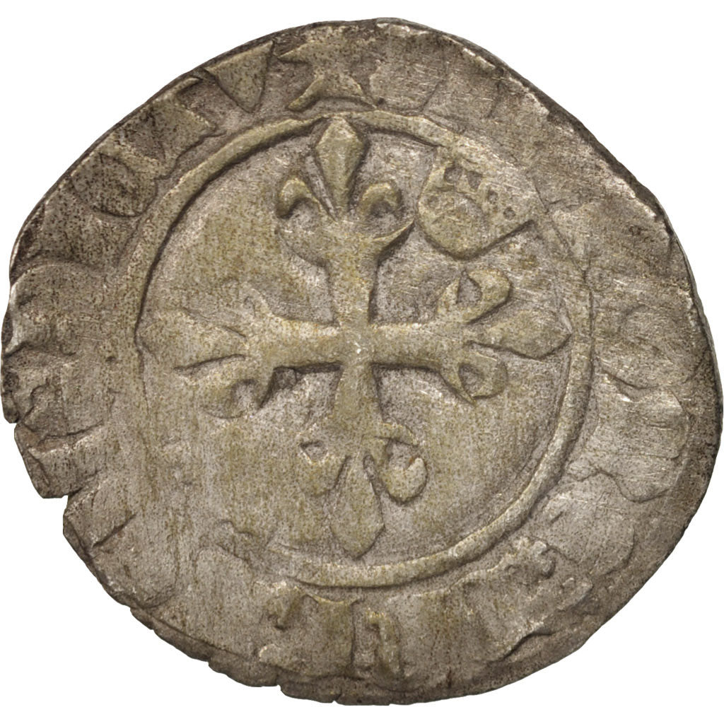 Coin, France, Charles VI, Florette, Troyes, EF(40-45), Billon, Duplessy:405C