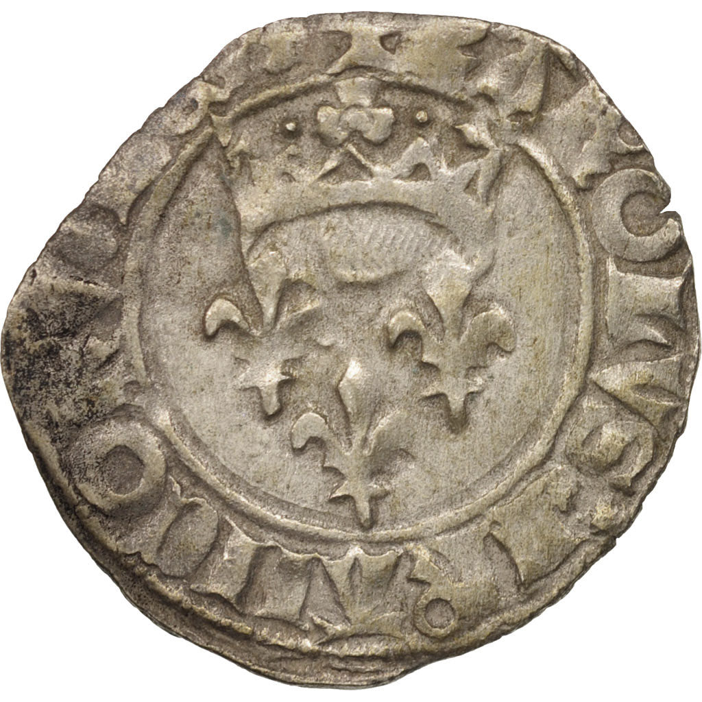 Coin, France, Charles VI, Florette, Troyes, EF(40-45), Billon, Duplessy:405C