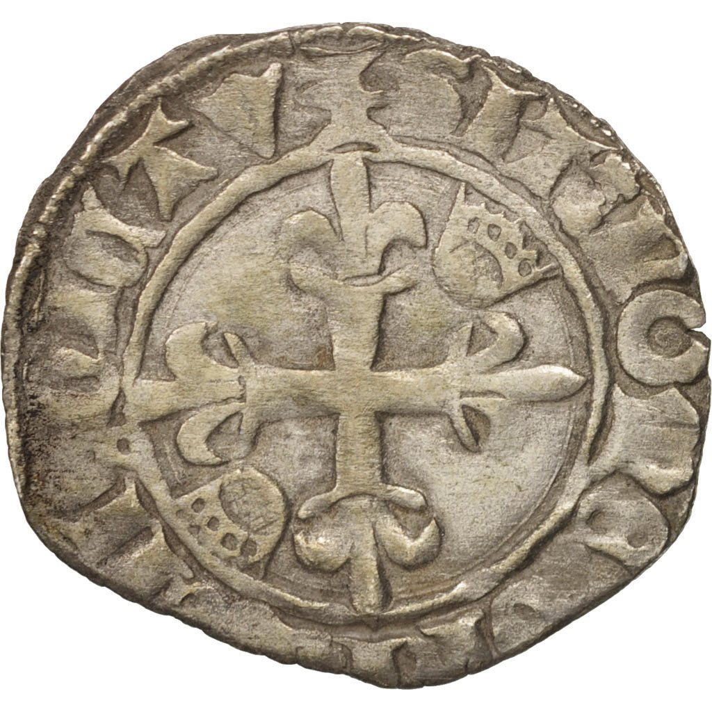 Coin, France, Charles VI, Florette, Troyes, EF(40-45), Billon, Duplessy:405C